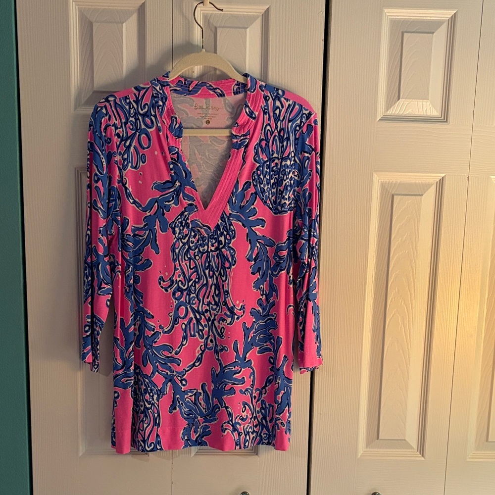 Lilly Pulitzer Pink and Blue Tunic Top - Picture 2 of 5